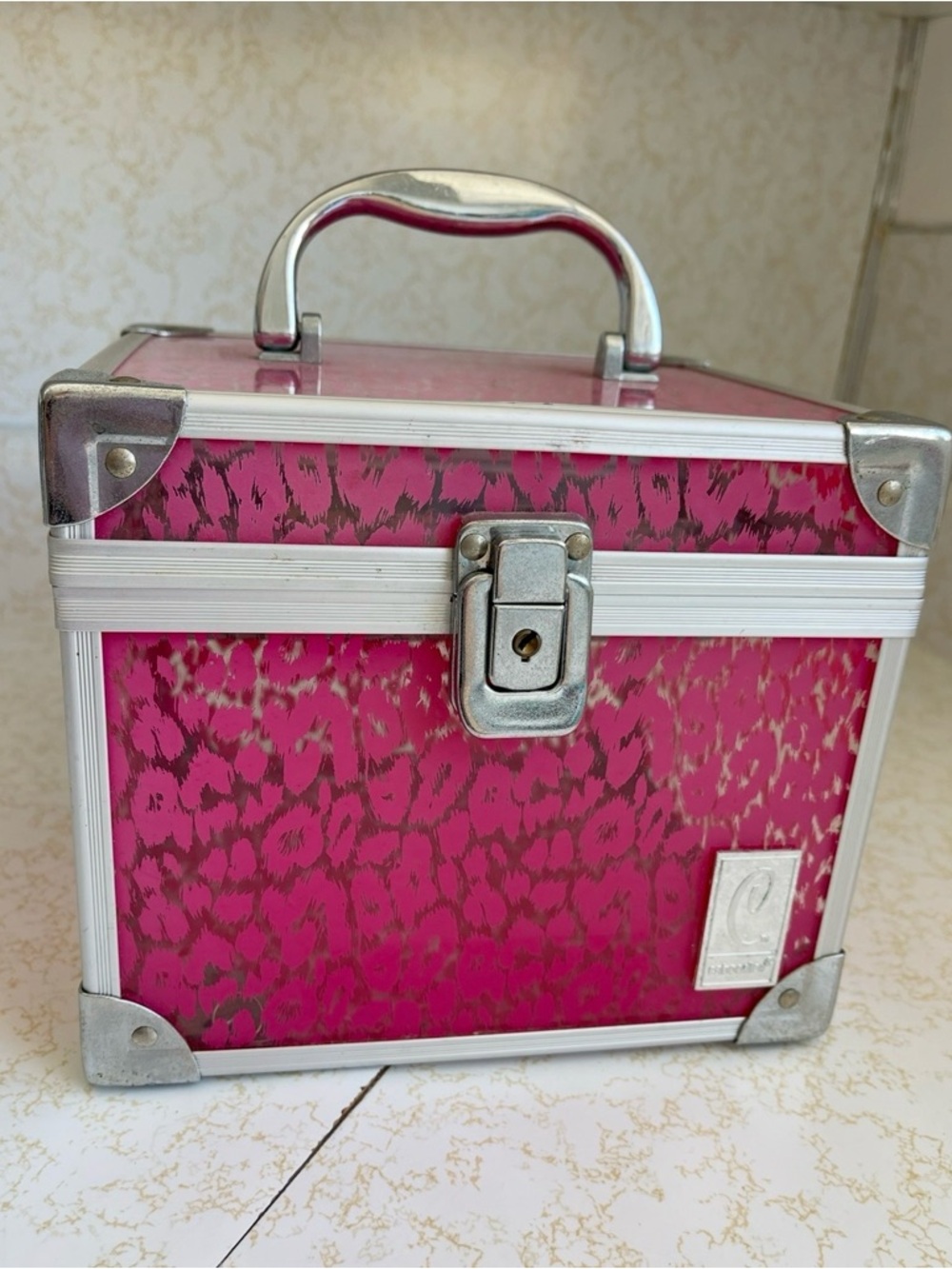 Vintage Y2K Caboodles Train Case Makeup Organizer Large Box Clear Pink Leopard